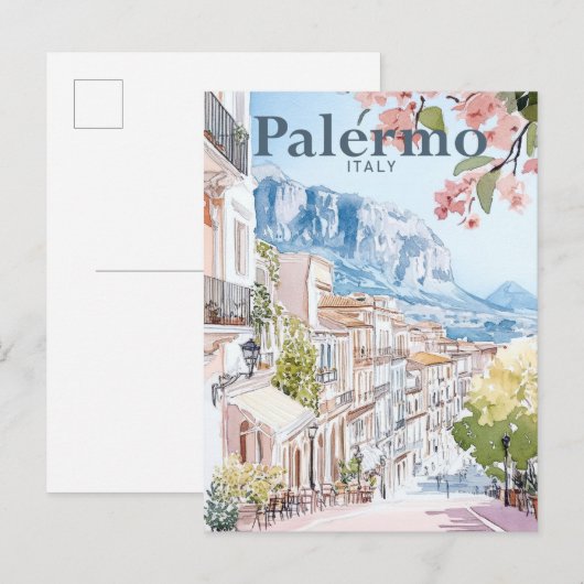 Palermo Italië Waterverf Schilderij Reizen Briefkaart (Voorkant / Achterkant)