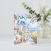 Palermo Italië Waterverf Schilderij Reizen Briefkaart (Staand voorkant)