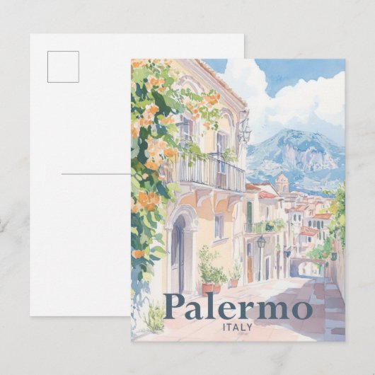 Palermo Italië Waterverf Schilderij Reizen Briefkaart (Voorkant / Achterkant)