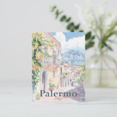 Palermo Italië Waterverf Schilderij Reizen Briefkaart (Staand voorkant)