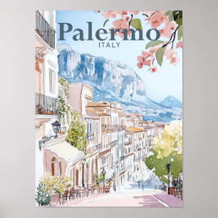 Palermo Italië Waterverf Schilderij Reizen Poster