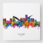 Palermo Italy Skyline Vierkante Klok (Voorkant)