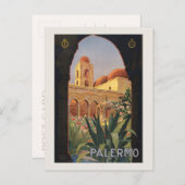 Palermo Sicilia jaren 1920 Oude Reisposter Briefkaart (Voorkant / Achterkant)