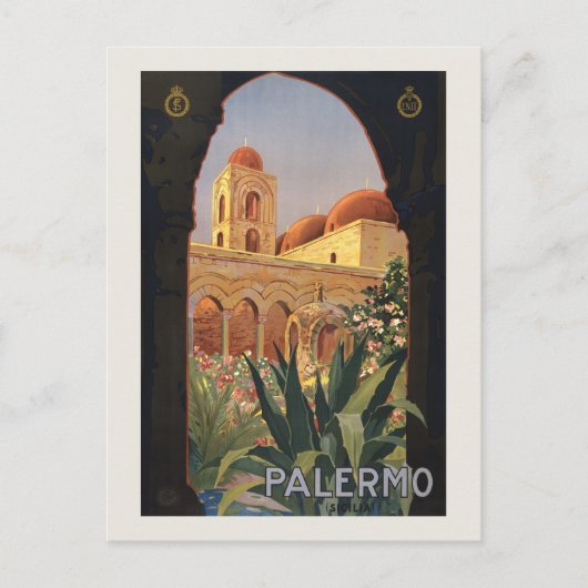 Palermo Sicilia jaren 1920 Oude Reisposter Briefkaart (Voorkant)