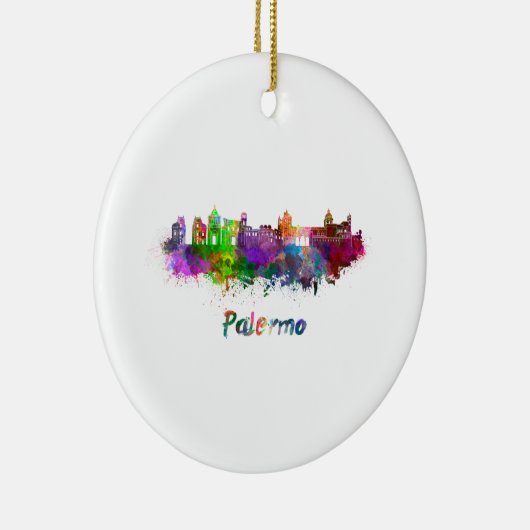 Palermo skyline in waterverf keramisch ornament (Rechts)