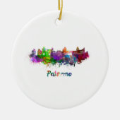 Palermo skyline in waterverf keramisch ornament (Voorkant)