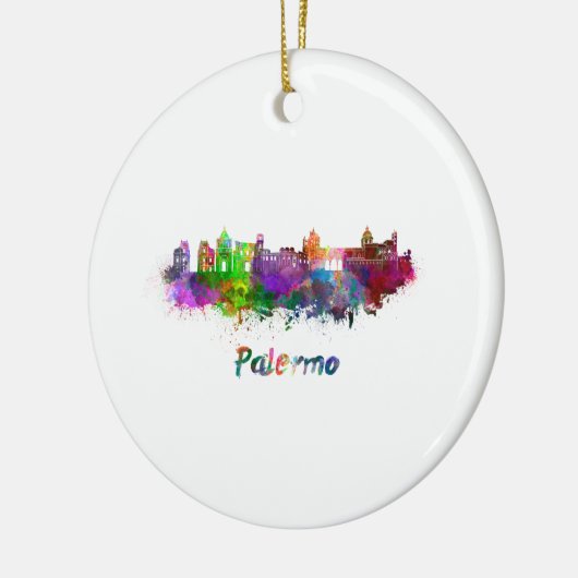 Palermo skyline in waterverf keramisch ornament (Links)