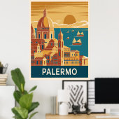 Palermo Vintage Travel Poster (Thuiskantoor)