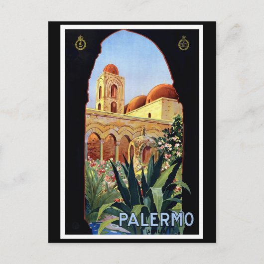 "Palermo" Vintage Travel Poster Briefkaart (Voorkant)