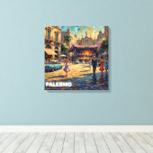 Palermo's Gouden Vierkant Vintage Scene Canvas Afdruk (Insitu (Houten vloer))