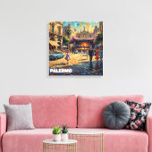 Palermo's Gouden Vierkant Vintage Scene Canvas Afdruk (Insitu (Woonkamer))