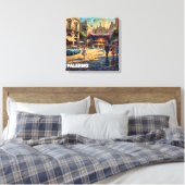 Palermo's Gouden Vierkant Vintage Scene Canvas Afdruk (Insitu (Slaapkamer))