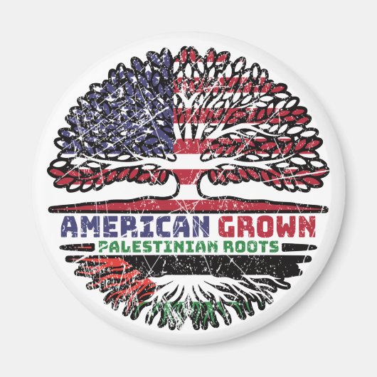 Palestijns-Amerikaans - Amerikaanse vlag - Boomboo Magneet (Voorkant)