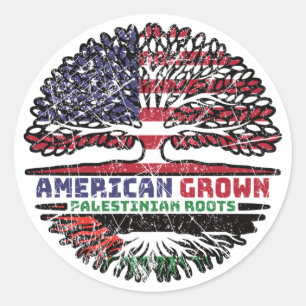 Palestijns-Amerikaans - Amerikaanse vlag - Boomboo Ronde Sticker