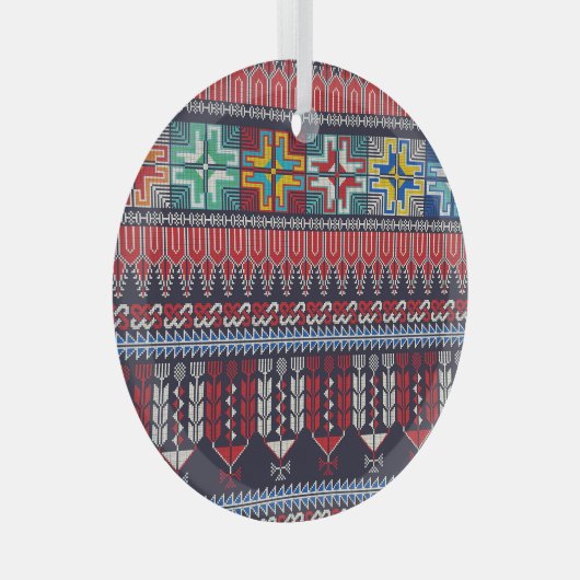 Palestijns borduurmotief patroon. glas ornament (Voorkant Rechts)