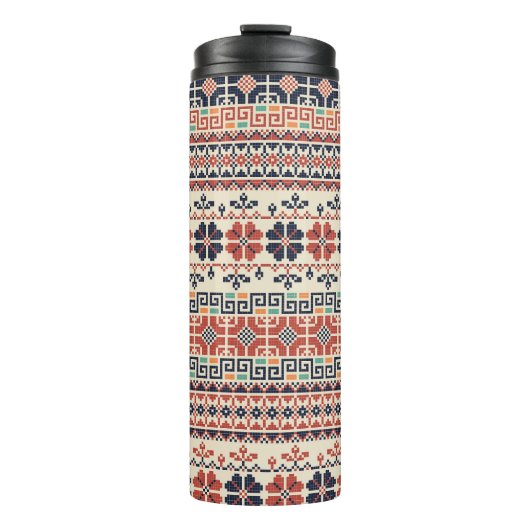 Palestijns borduurmotief: traditionele schoonheid. thermosbeker (Voorkant)
