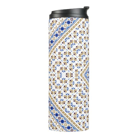 Palestijns borduurpatroon Gedrukt ontwerp Thermosbeker (Gedraaid links)