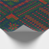 Palestijns Borduurwerk Tatreez rood groen 5 Patroo Cadeaupapier (Hoek)