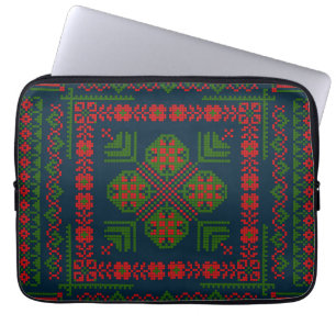 Palestijns Borduurwerk Tatreez rood groen 5 Patroo Laptop Sleeve