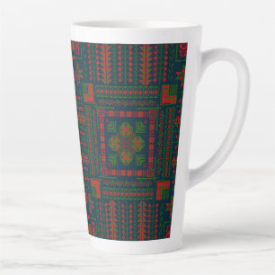 Palestijns Borduurwerk Tatreez rood groen 5 Patroo Latte Mok