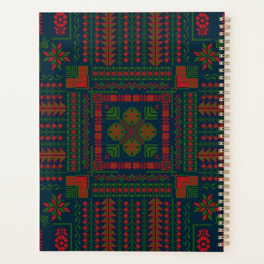 Palestijns Borduurwerk Tatreez rood groen 5 Patroo Planner (Achterkant)