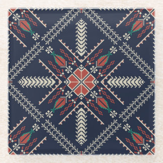 Palestijns borduurwerk: traditioneel patroonontwer glazen onderzetter