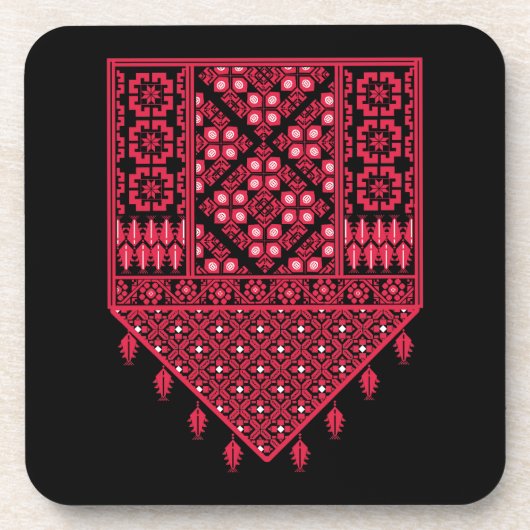 Palestijns Embroidery Tatreez gedrukt ontwerp Bier Onderzetter (Voorkant)