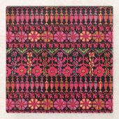 Palestijns Embroidery Tatreez-gedrukt ontwerp Glazen Onderzetter (Voorkant)