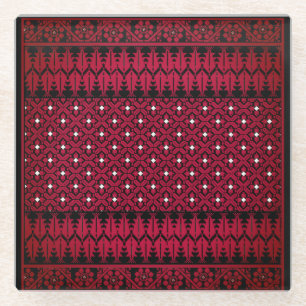 Palestijns Embroidery Tatreez-gedrukt ontwerp Glazen Onderzetter