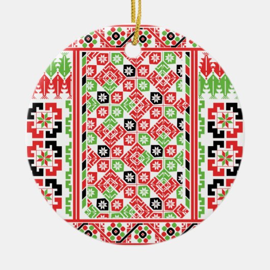 Palestijns Embroidery Tatreez gedrukt ontwerp Keramisch Ornament (Voorkant)