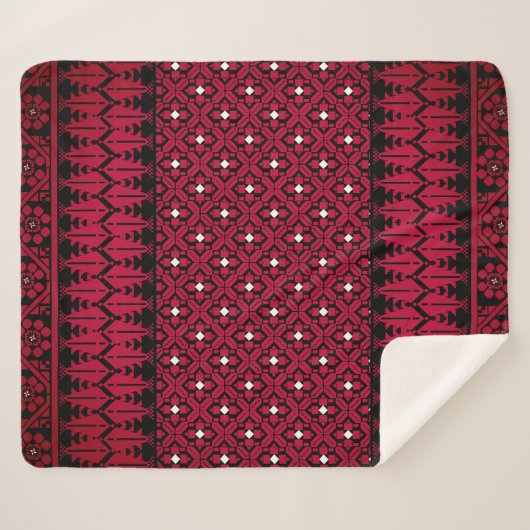 Palestijns Embroidery Tatreez gedrukt ontwerp Sherpa Deken (Voorkant (horizontaal))