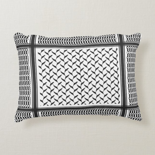 Palestijns-Joraanse kuffiya zwart-wit Accent Kussen (Voorkant)