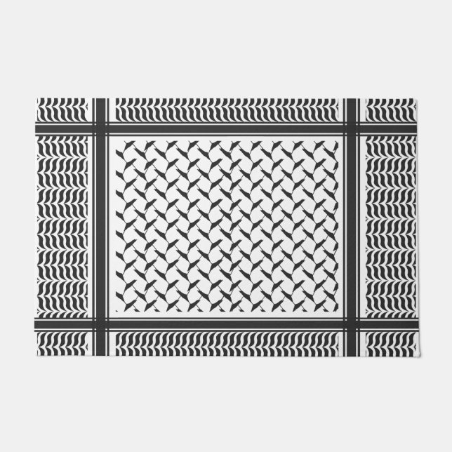 Palestijns-Joraanse kuffiya zwart-wit Deurmat (Voorkant)