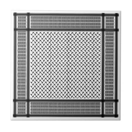 Palestijns-Joraanse kuffiya zwart-wit Tegeltje (Voorkant)