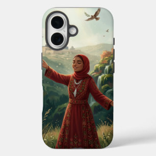 Palestijns meisje in traditionele Tatreez-jurk Pho iPhone 16 Hoesje