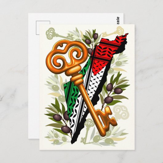 Palestijns sleutelsymbool van het recht op terugke briefkaart (Voorkant / Achterkant)