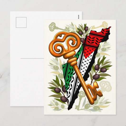 Palestijns sleutelsymbool van het recht op terugke feestdagenkaart (Voorkant / Achterkant)