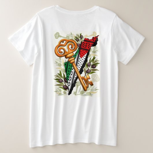 Palestijns sleutelsymbool van het recht op terugke grote maat t-shirt (Design achterkant)