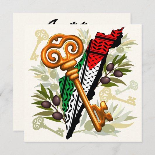 Palestijns sleutelsymbool van het recht op terugke kaart (Voorkant / Achterkant)