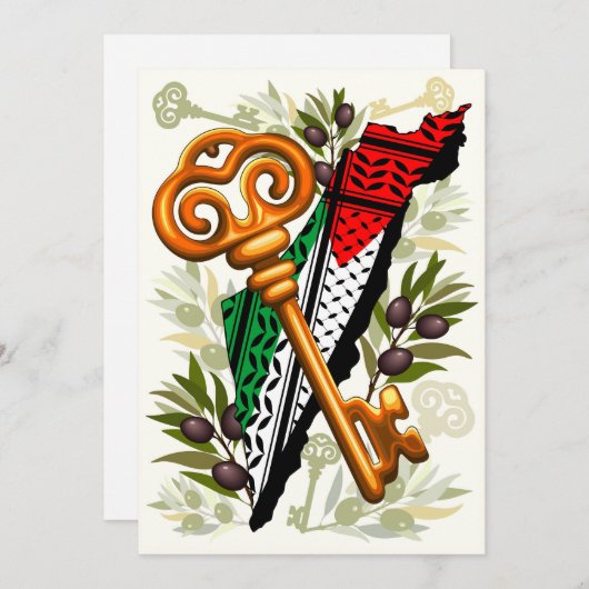 Palestijns sleutelsymbool van het recht op terugke kaart (Voorkant / Achterkant)