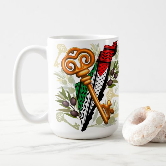 Palestijns sleutelsymbool van het recht op terugke koffiemok (Met donut)