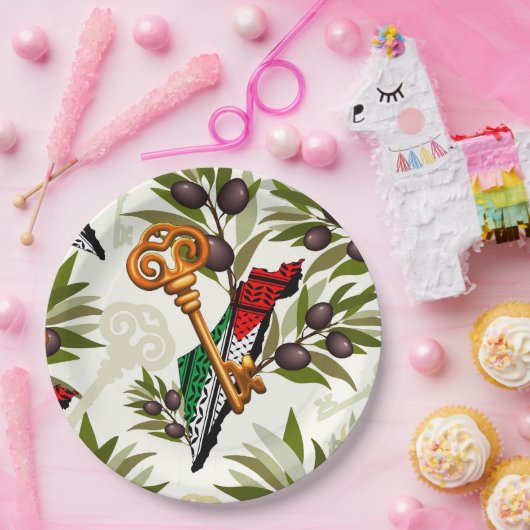 Palestijns sleutelsymbool van het recht op terugke papieren bordje (Feest)