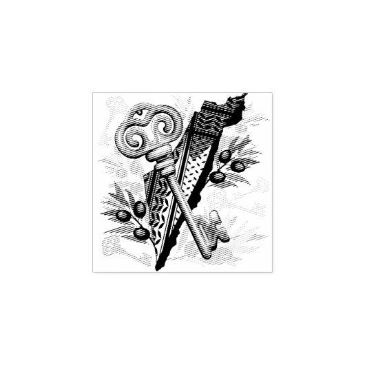 Palestijns sleutelsymbool van het recht op terugke rubberstempel (Afrduk)