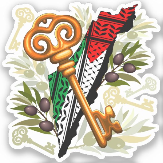 Palestijns sleutelsymbool van het recht op terugke sticker (Voorkant)