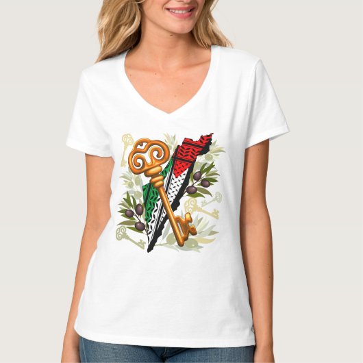 Palestijns sleutelsymbool van het recht op terugke t-shirt (Voorkant)