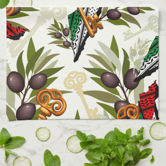 Palestijns sleutelsymbool van het recht op terugke theedoek (Gevouwen)