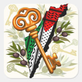 Palestijns sleutelsymbool van het recht op terugke vierkante sticker (Voorkant)