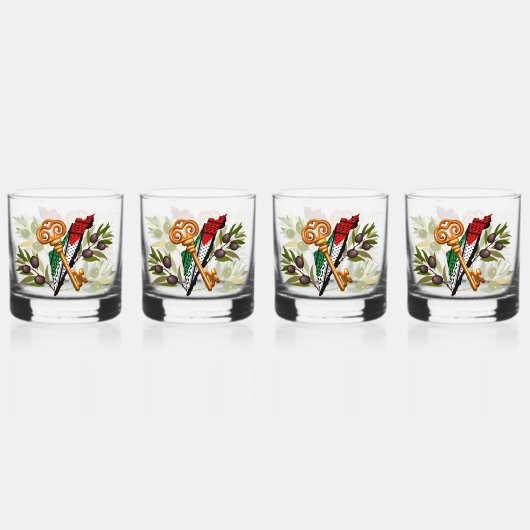 Palestijns sleutelsymbool van het recht op terugke whisky glas (Voorkant)