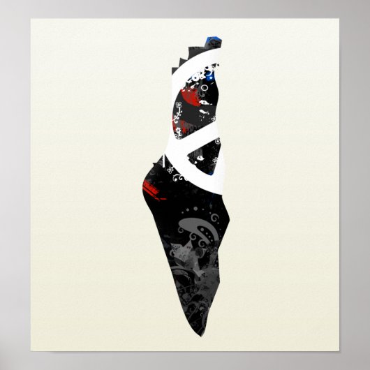 Palestijns Trendy-vredesbord met Palestijnse kaart Poster (Voorkant)