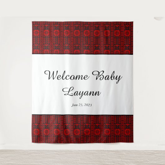 Palestijnse Arabische Baby Aankondiging Wandkleed (Voorkant)